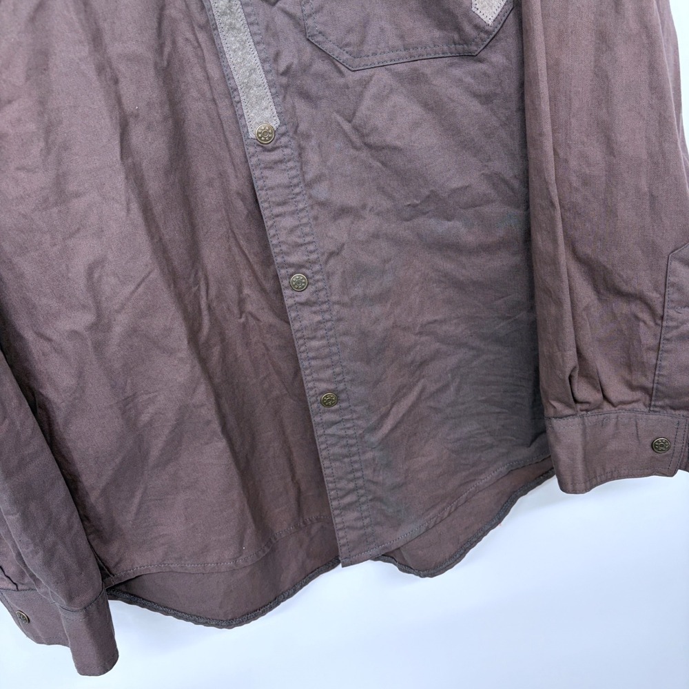 Vtg‎ Horse Embroidered Pearl Snap Western Shirt Medium Mens Brown Fringe Led Jo - Picture 8 of 8